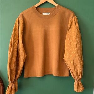 Anthropologie Copper Womens M Puff Sleeve Sweater Fall